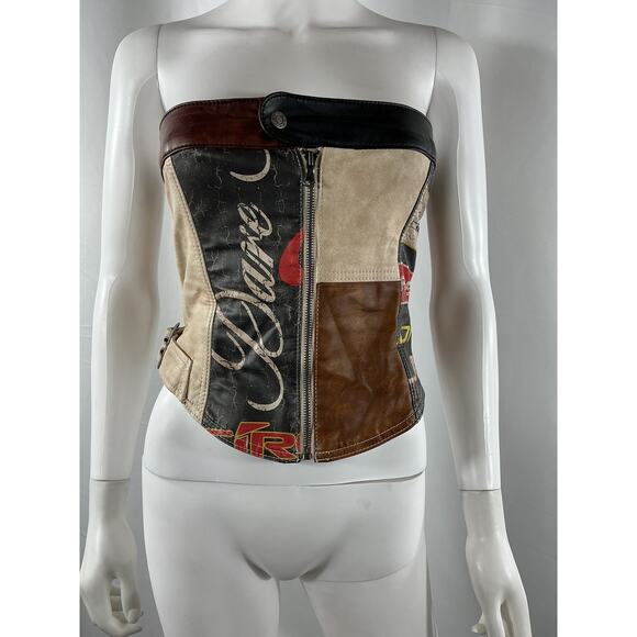 Jaded London 'Daytona' Brown Polyurethane Faux Leather Corset Top Size 4 - Picture 2 of 4